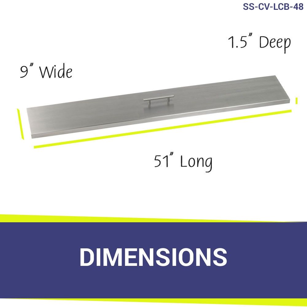 American Fireglass 51" Linear Stainless Steel Drop-In Fire Pit Pan Cover