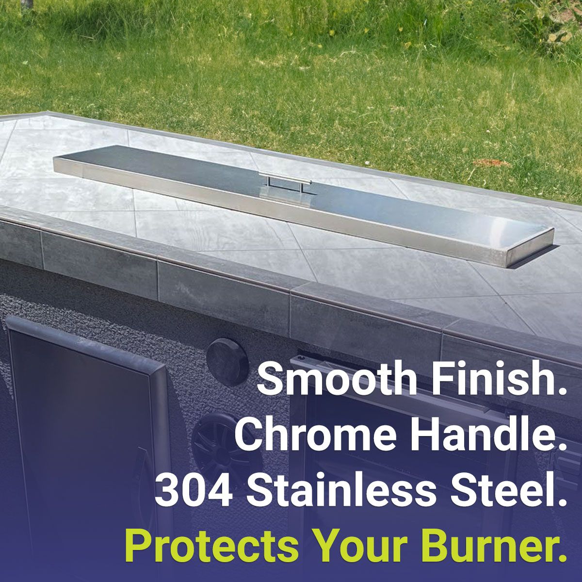 American Fireglass 51" Linear Stainless Steel Drop-In Fire Pit Pan Cover