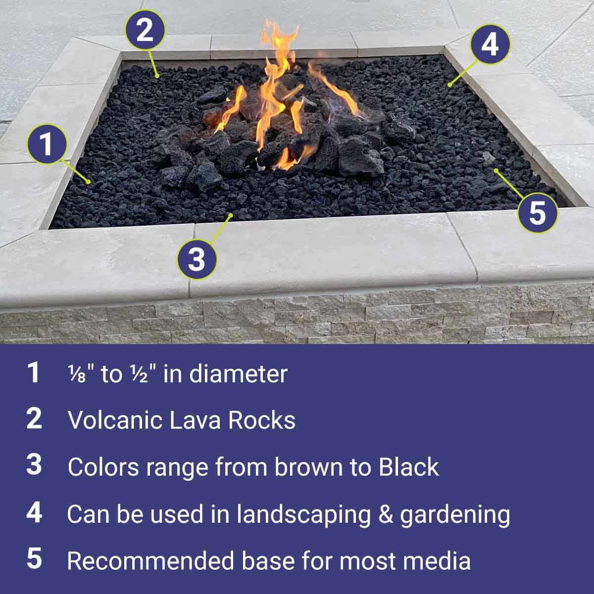 American Fireglass 60 x 20 lbs Bags Medium Black Lava Rock Pallet