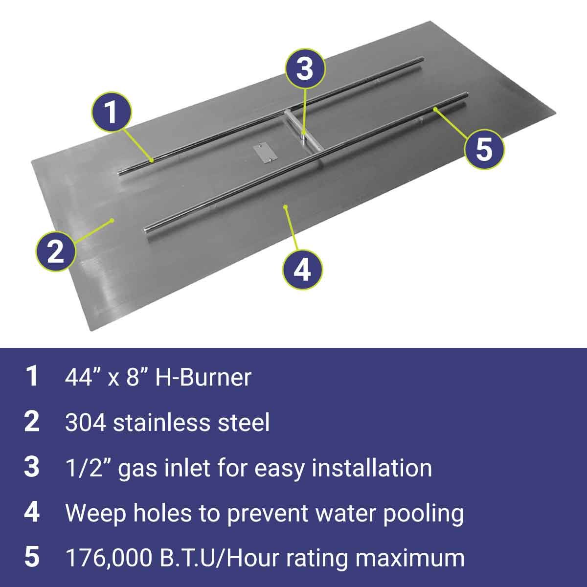 American Fireglass 60" x 24" Rectangular Stainless Steel Flat Fire Pit Pan