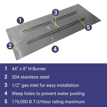 American Fireglass 60" x 24" Rectangular Stainless Steel Flat Fire Pit Pan