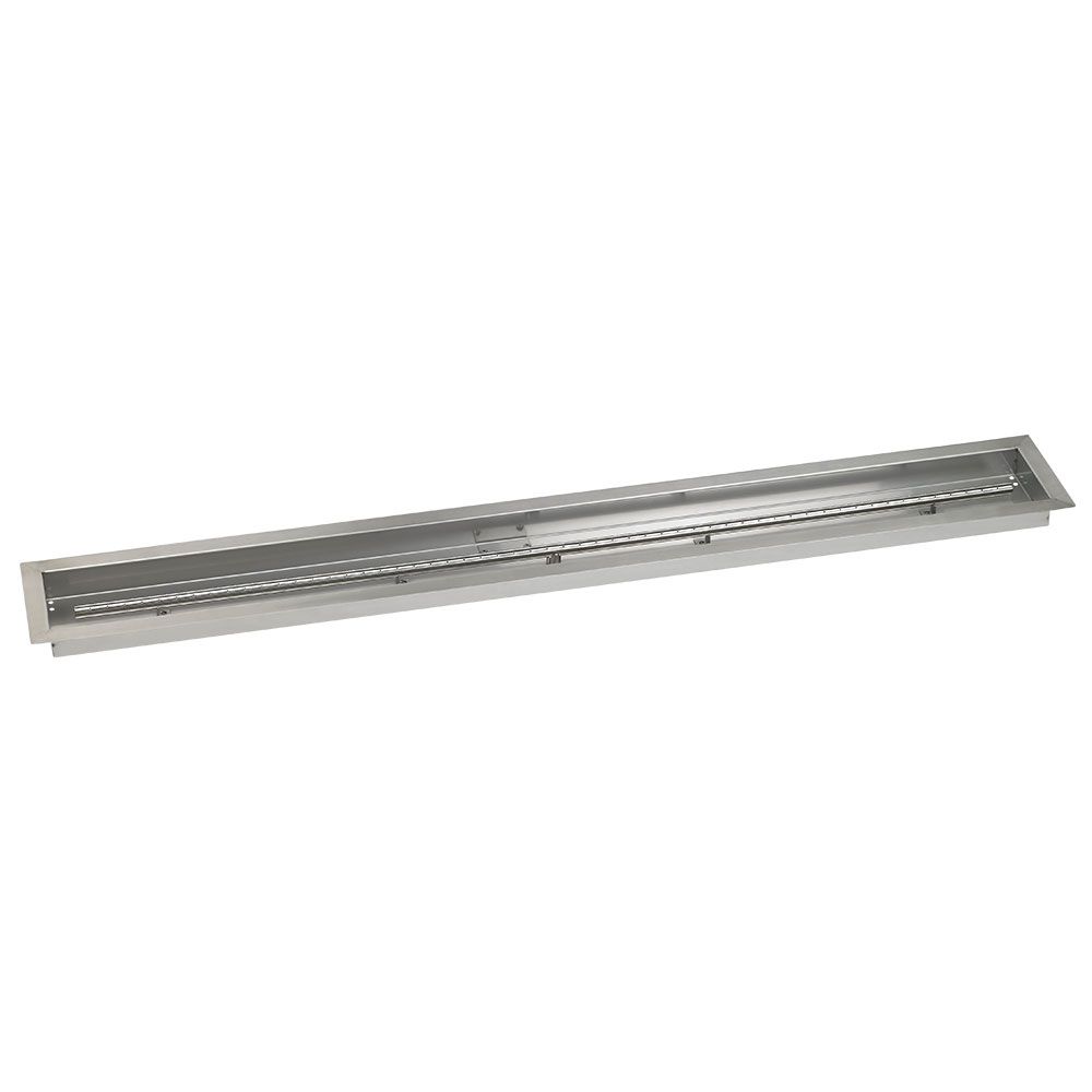 American Fireglass 60"x 6" Linear Stainless Steel Drop-In Fire Pit Pan with Natural Gas Match Light Kit