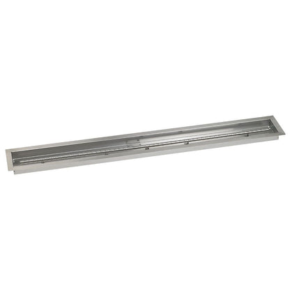 American Fireglass 60"x 6" Linear Stainless Steel Drop-In Fire Pit Pan with Natural Gas Match Light Kit
