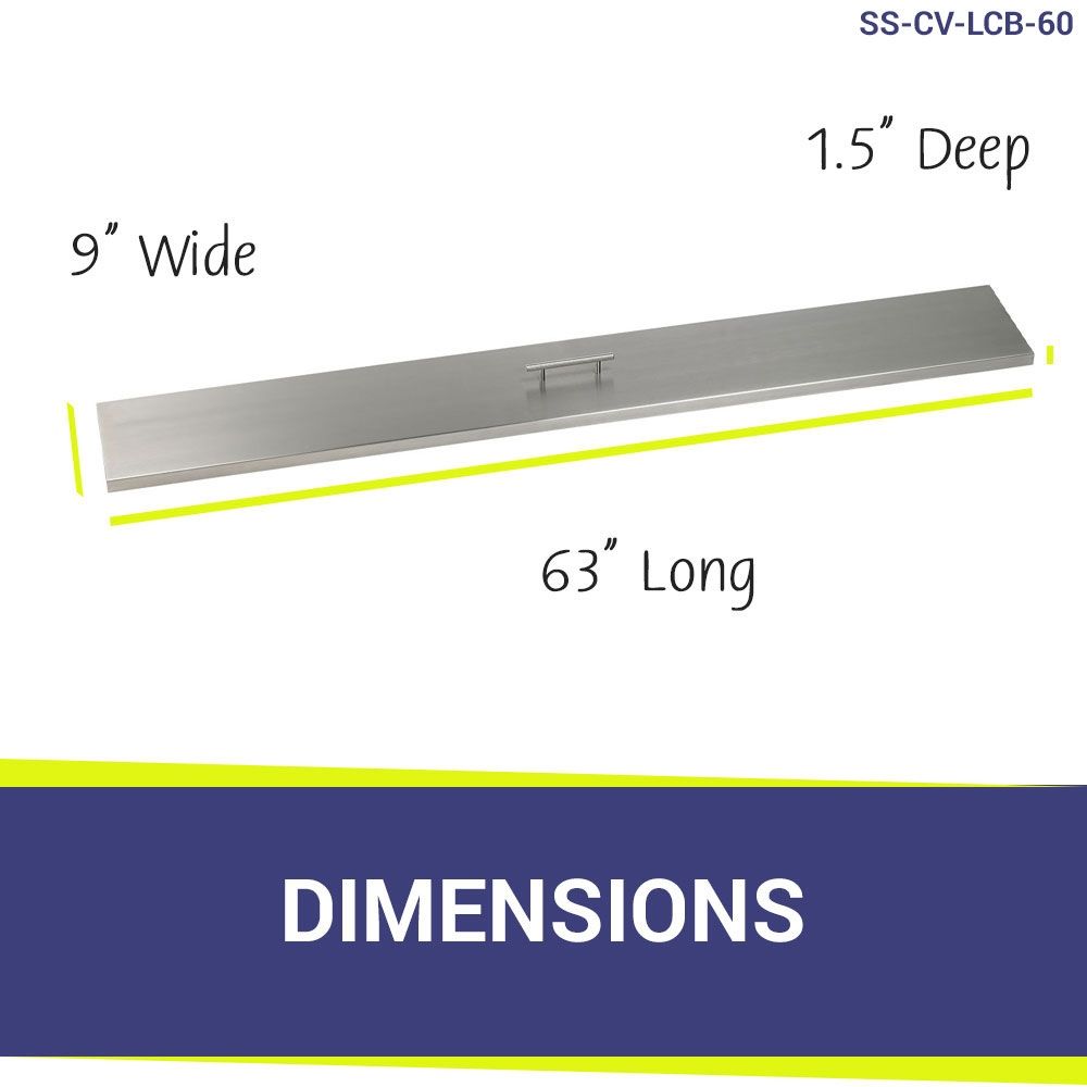 American Fireglass 63" Linear Stainless Steel Drop-In Fire Pit Pan Cover