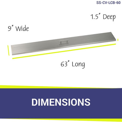 American Fireglass 63" Linear Stainless Steel Drop-In Fire Pit Pan Cover