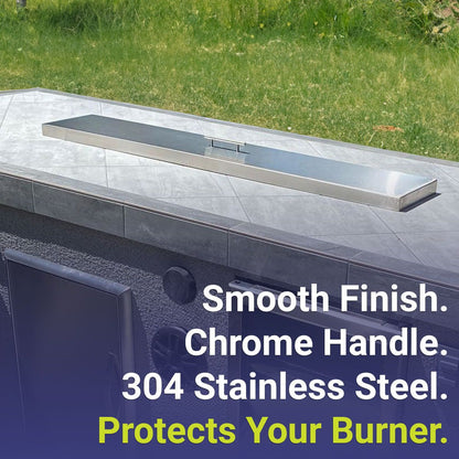 American Fireglass 63" Linear Stainless Steel Drop-In Fire Pit Pan Cover