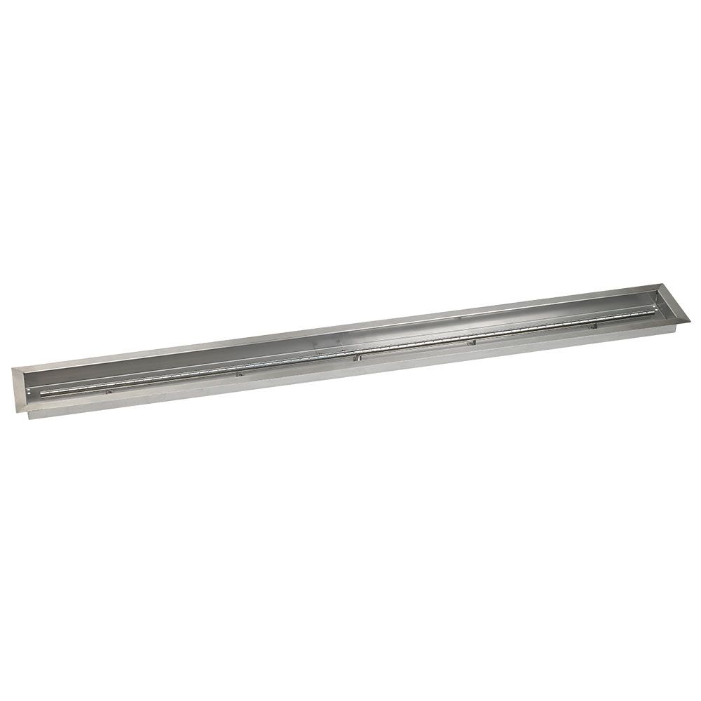 American Fireglass 72"x 6" Linear Stainless Steel Drop-In Fire Pit Pan with Propane Match Light Kit