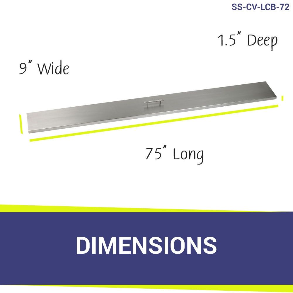 American Fireglass 75" Linear Stainless Steel Drop-In Fire Pit Pan Cover
