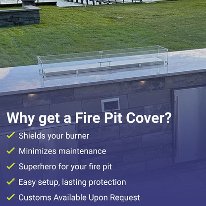 American Fireglass 75" Linear Stainless Steel Drop-In Fire Pit Pan Cover