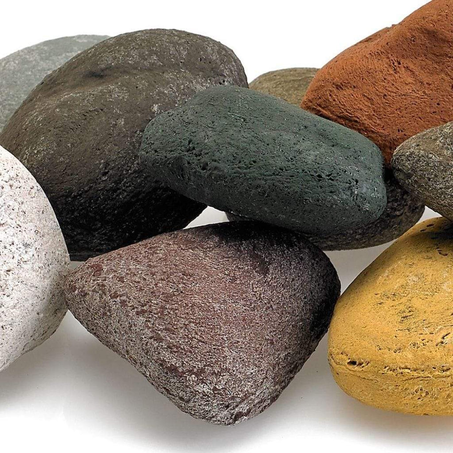 American Fireglass Beach Pebble Lite Stones Set - 15 Stone Set