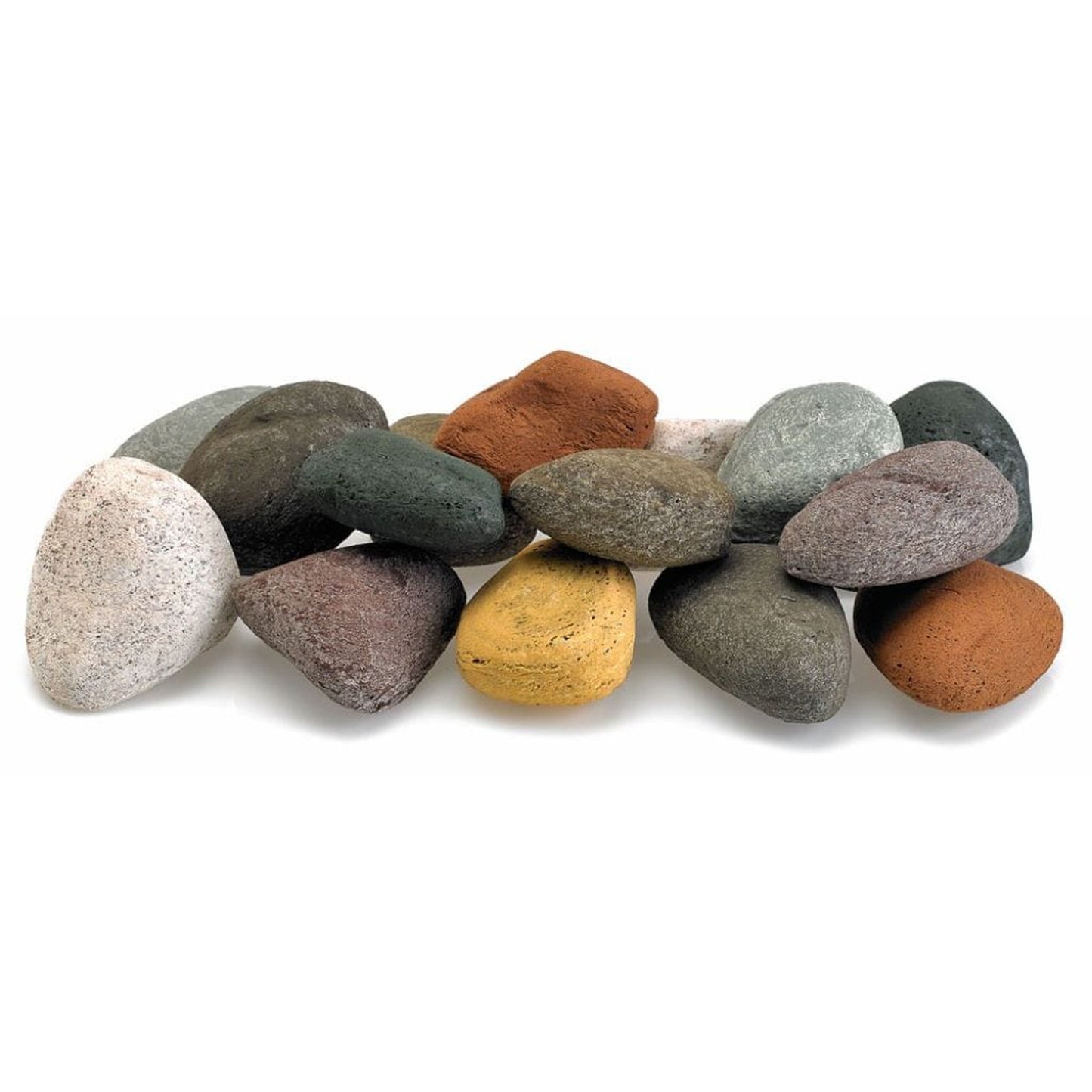 American Fireglass Beach Pebble Lite Stones Set - 15 Stone Set