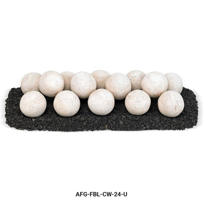 American Fireglass Cottage White Lite Stone Ball Set - Uniform 4"