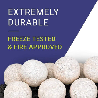 American Fireglass Cottage White Lite Stone Ball Set - Uniform 4"