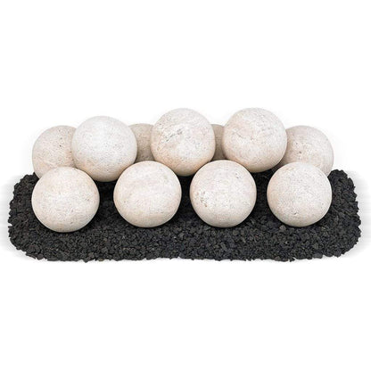 American Fireglass Cottage White Lite Stone Ball Set - Uniform 4"