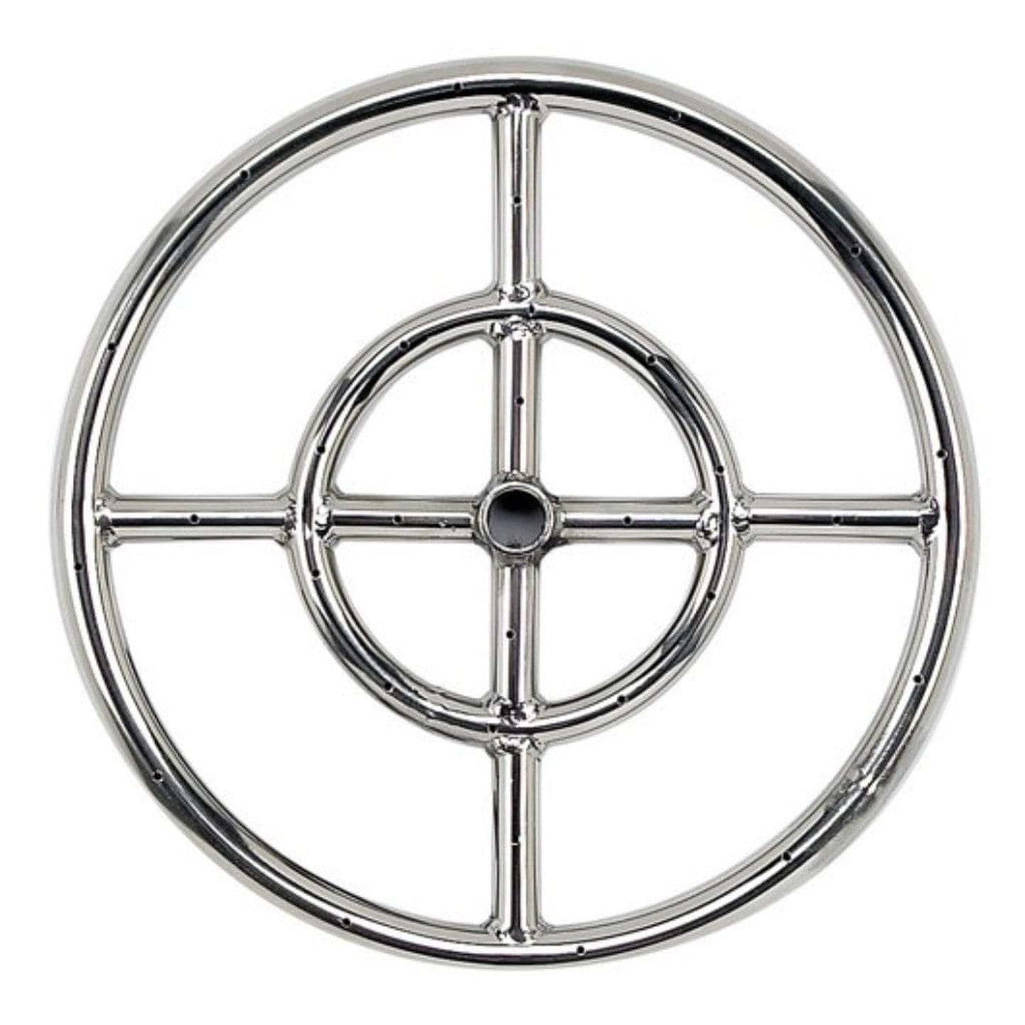 American Fireglass Double-Ring Stainless Steel Burner with a 1/2" Inlet