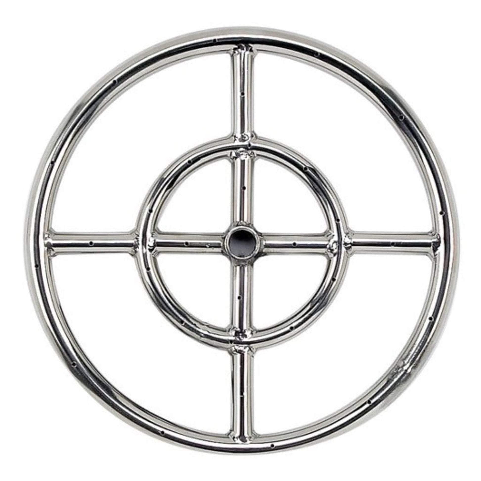 American Fireglass Double-Ring Stainless Steel Burner with a 1/2" Inlet