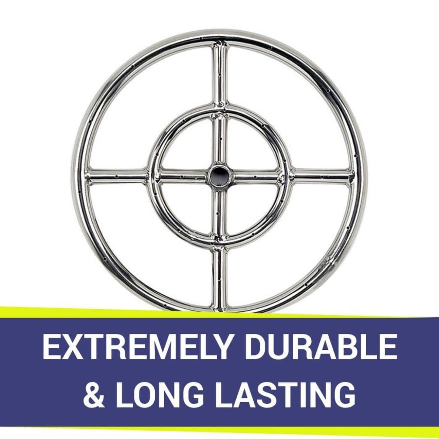 American Fireglass Double-Ring Stainless Steel Burner with a 1/2" Inlet