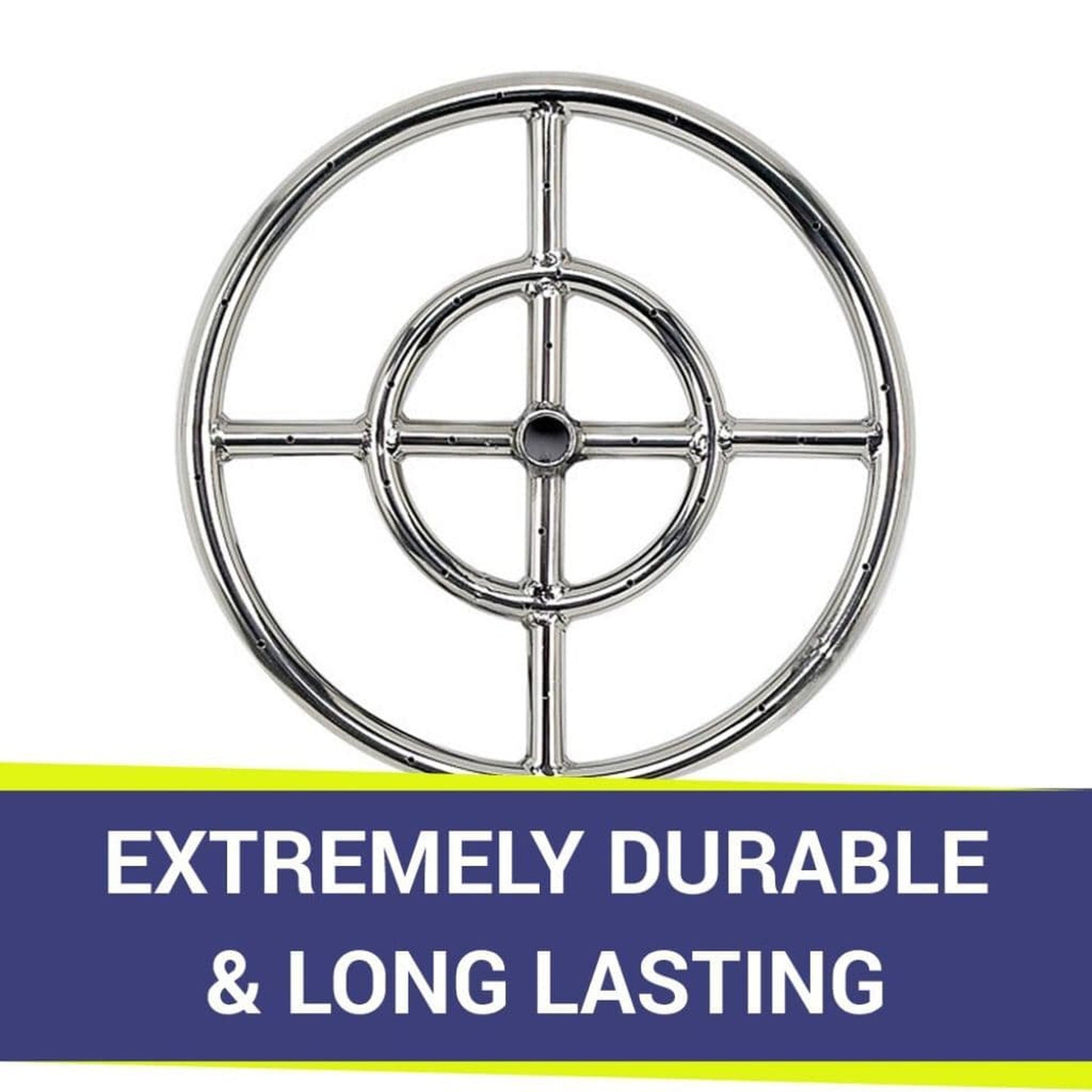 American Fireglass Double-Ring Stainless Steel Burner with a 1/2" Inlet