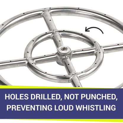 American Fireglass Double-Ring Stainless Steel Burner with a 1/2" Inlet