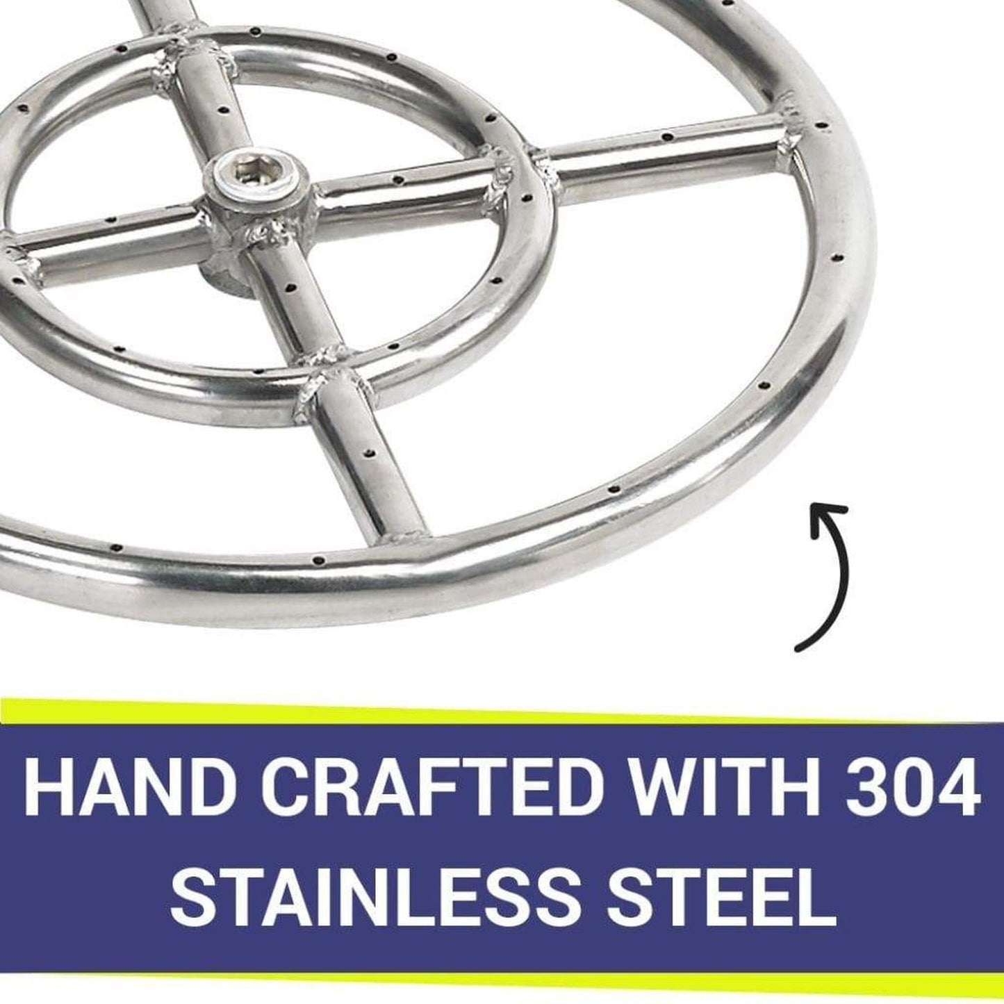 American Fireglass Double-Ring Stainless Steel Burner with a 1/2" Inlet