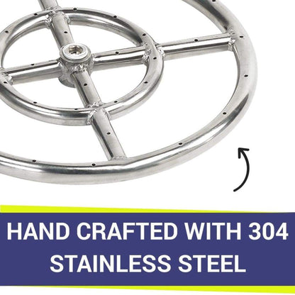 American Fireglass Double-Ring Stainless Steel Burner with a 1/2" Inlet