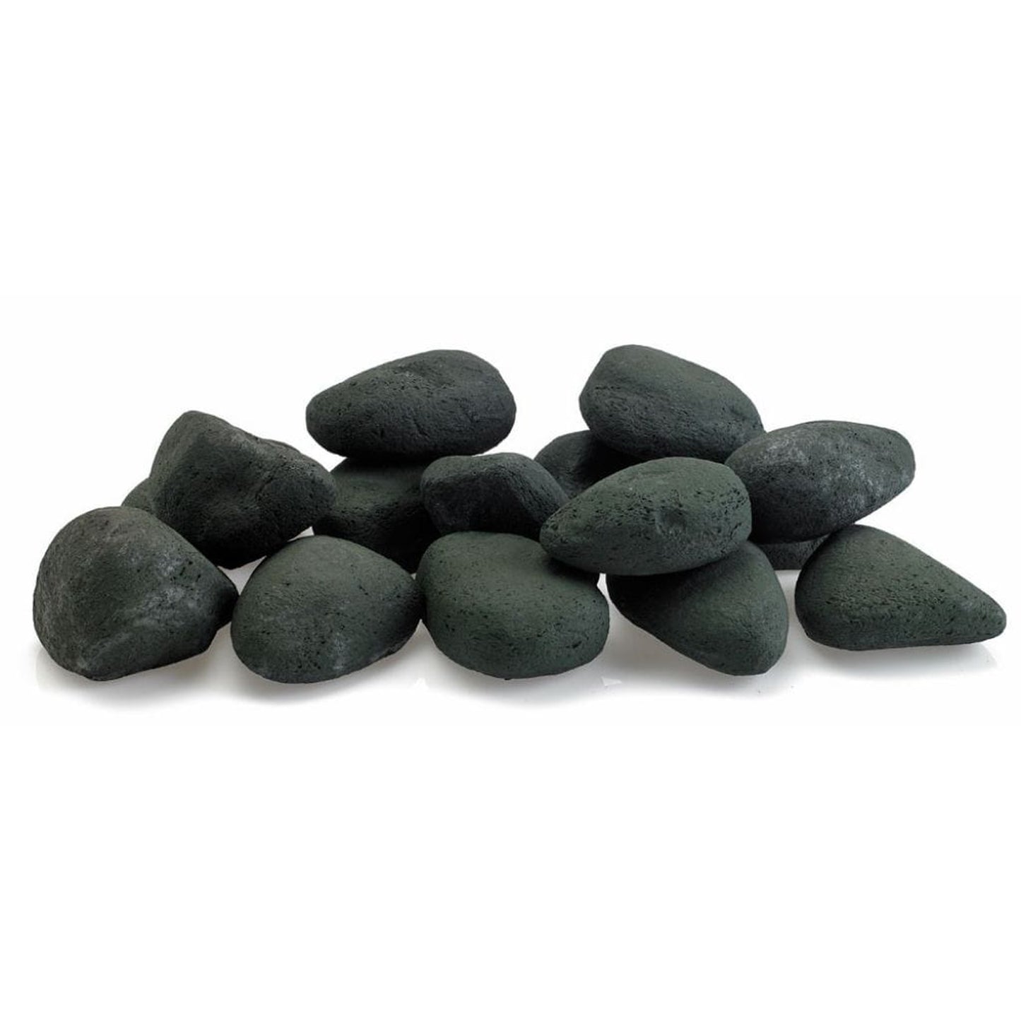American Fireglass Matte Black Lite Stones Set - 15 Stone Set