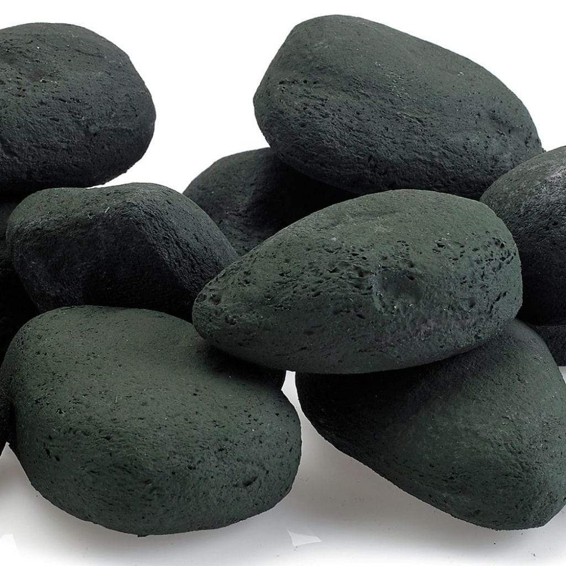 American Fireglass Matte Black Lite Stones Set - 15 Stone Set