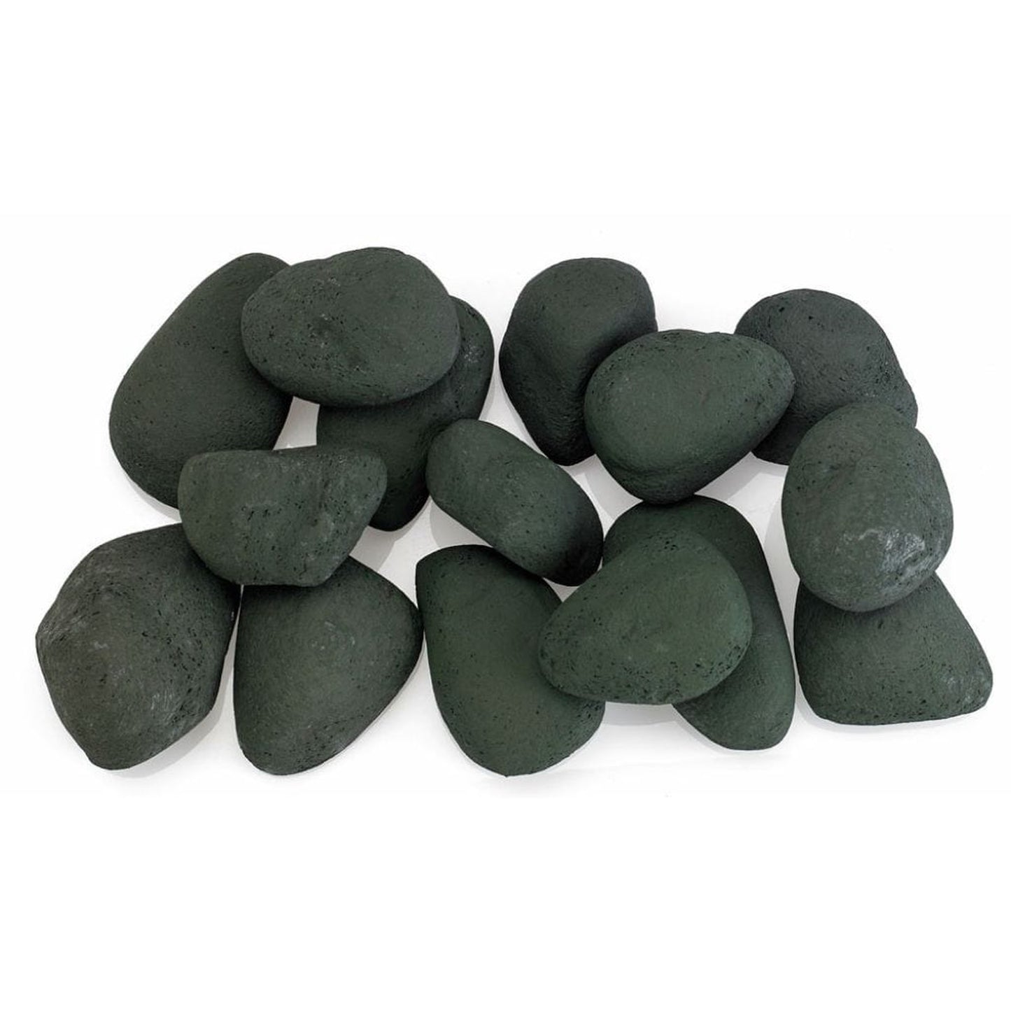 American Fireglass Matte Black Lite Stones Set - 15 Stone Set