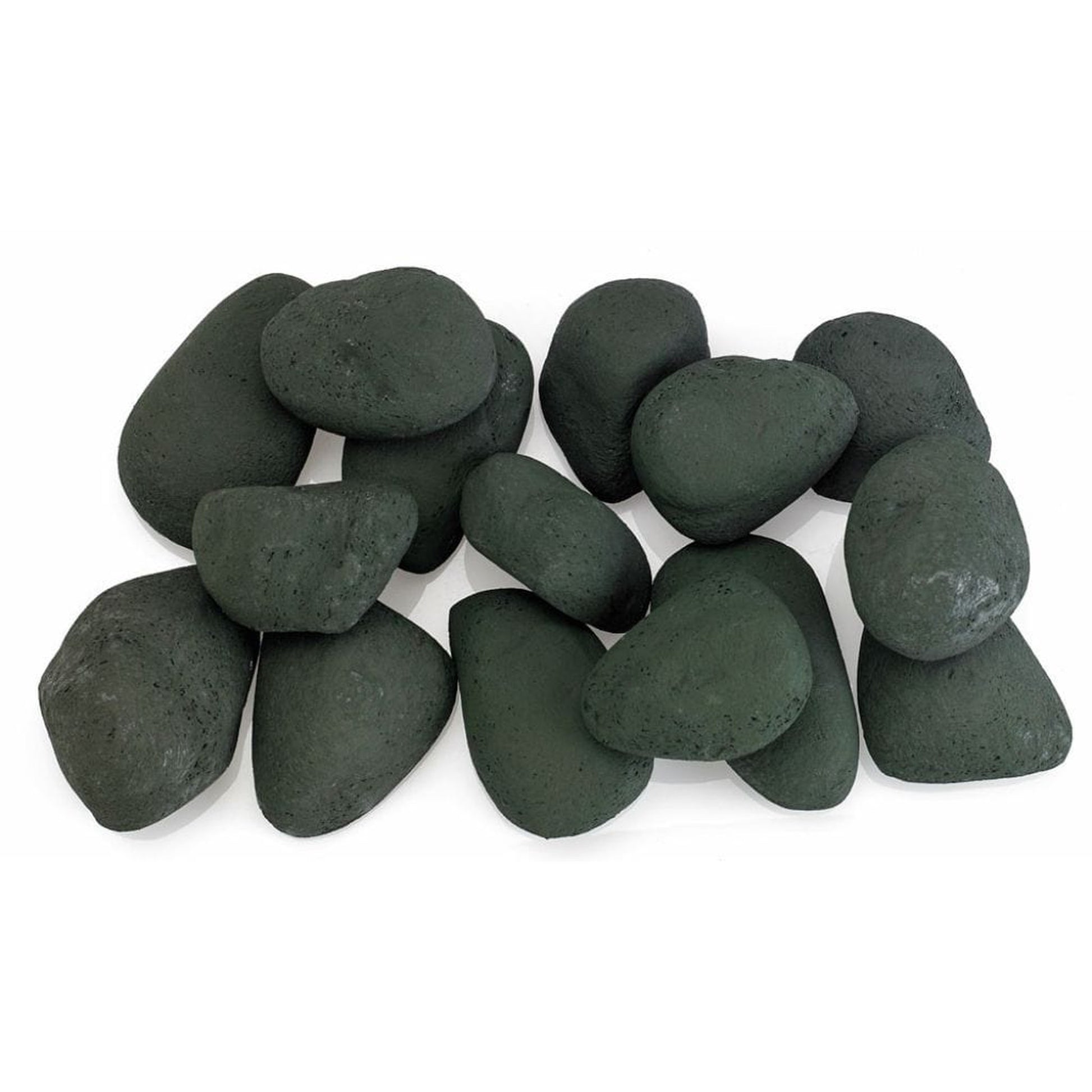 American Fireglass Matte Black Lite Stones Set - 15 Stone Set