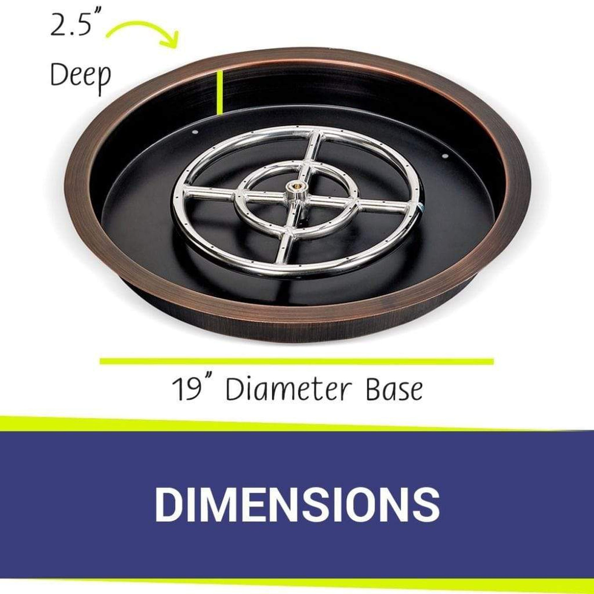 American Fireglass Oil Rubbed Bronze Drop-In Pan with Ring Burner