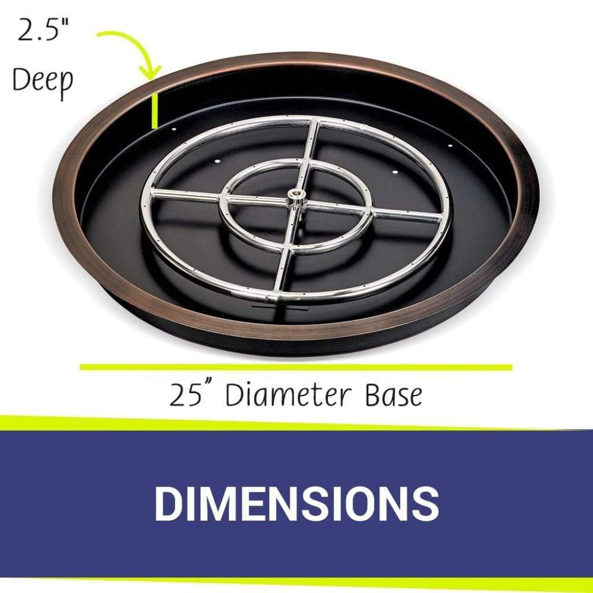 American Fireglass Oil Rubbed Bronze Drop-In Pan with Ring Burner