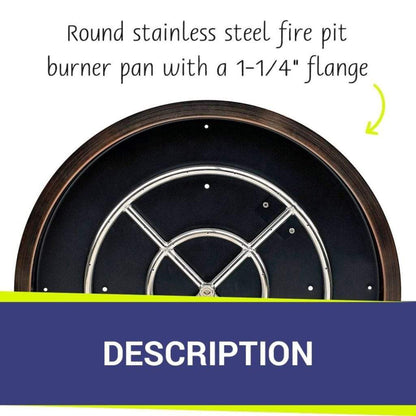 American Fireglass Oil Rubbed Bronze Drop-In Pan with Ring Burner