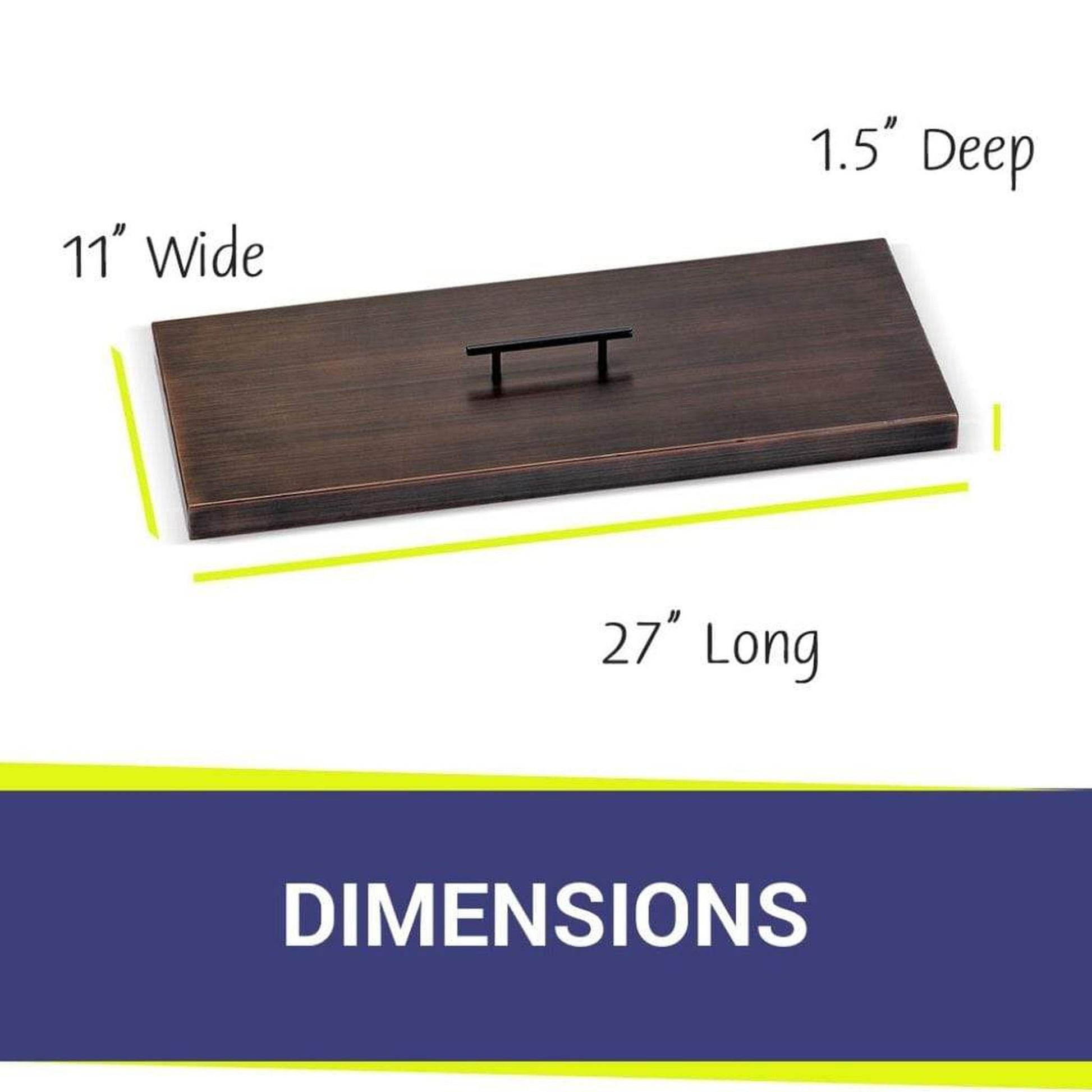 American Fireglass Oil Rubbed Bronze Stainless Steel Cover for Rectangular Drop-In Fire Pit Pan
