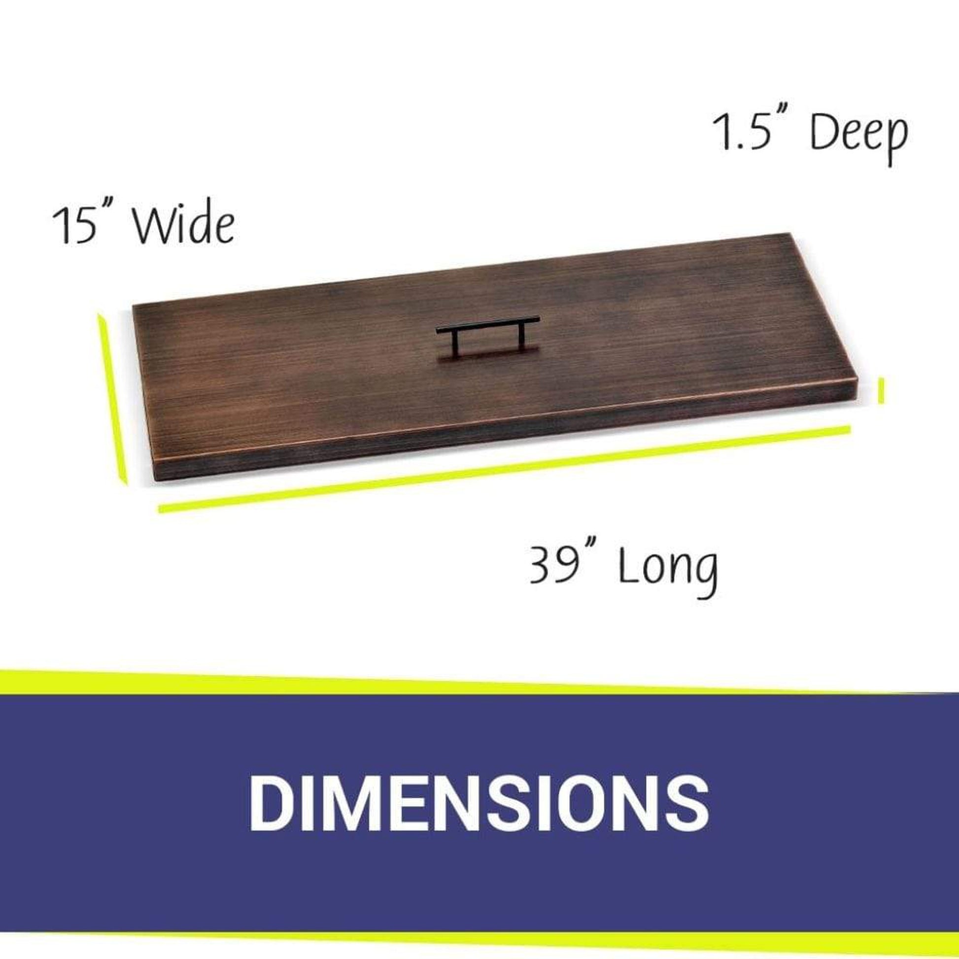 American Fireglass Oil Rubbed Bronze Stainless Steel Cover for Rectangular Drop-In Fire Pit Pan