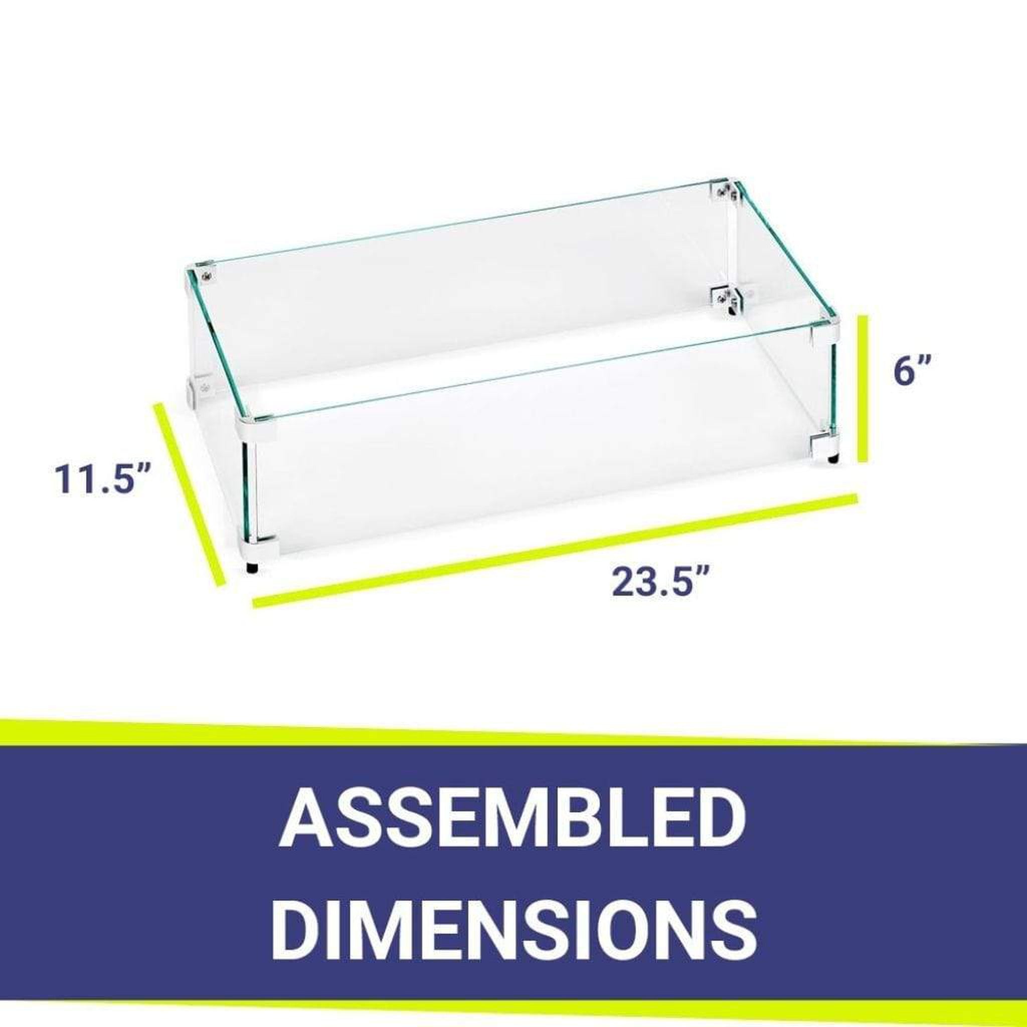 American Fireglass Rectangular Glass Flame Guard for 18