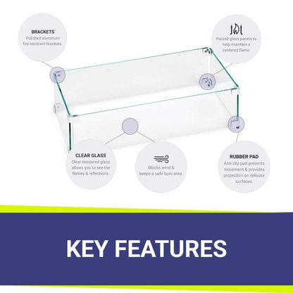 American Fireglass Rectangular Glass Flame Guard for 18" x 6" Drop-In Fire Pit Pan