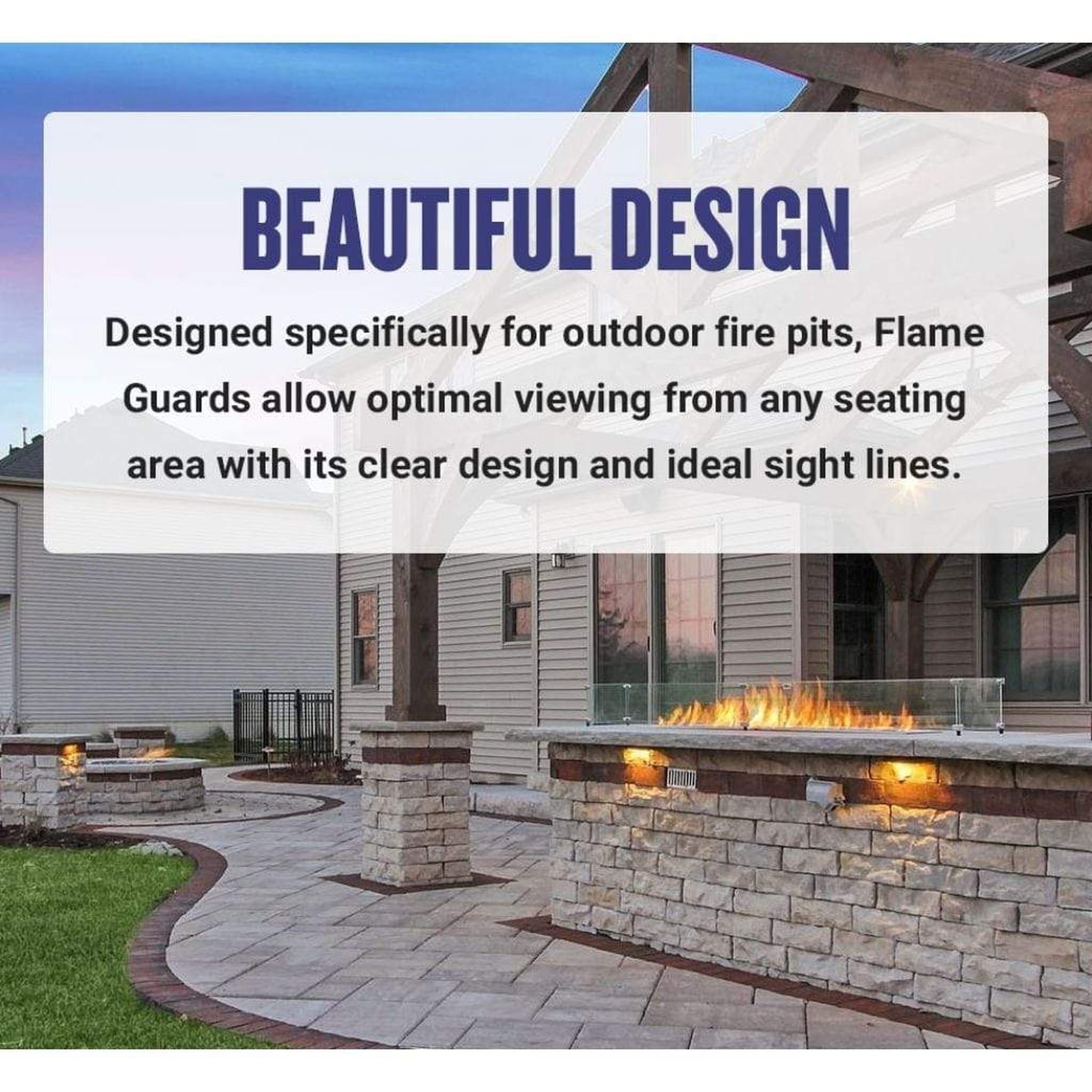 American Fireglass Rectangular Glass Flame Guard for 18