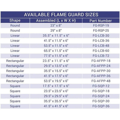 American Fireglass Rectangular Glass Flame Guard for 24" x 8" Drop-In Fire Pit Pan