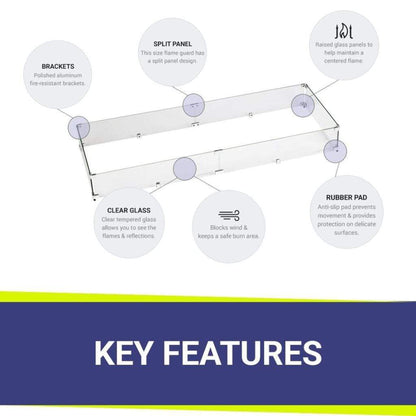 American Fireglass Rectangular Glass Flame Guard for 48" x 14" Drop-In Fire Pit Pan