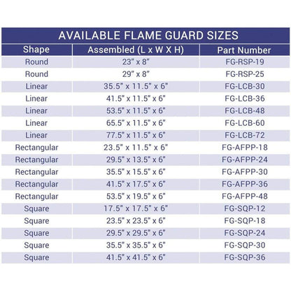 American Fireglass Rectangular Glass Flame Guard for 48" x 14" Drop-In Fire Pit Pan