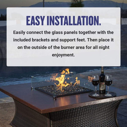 American Fireglass Square Glass Flame Guard for 18" Square Drop-In Fire Pit Pan