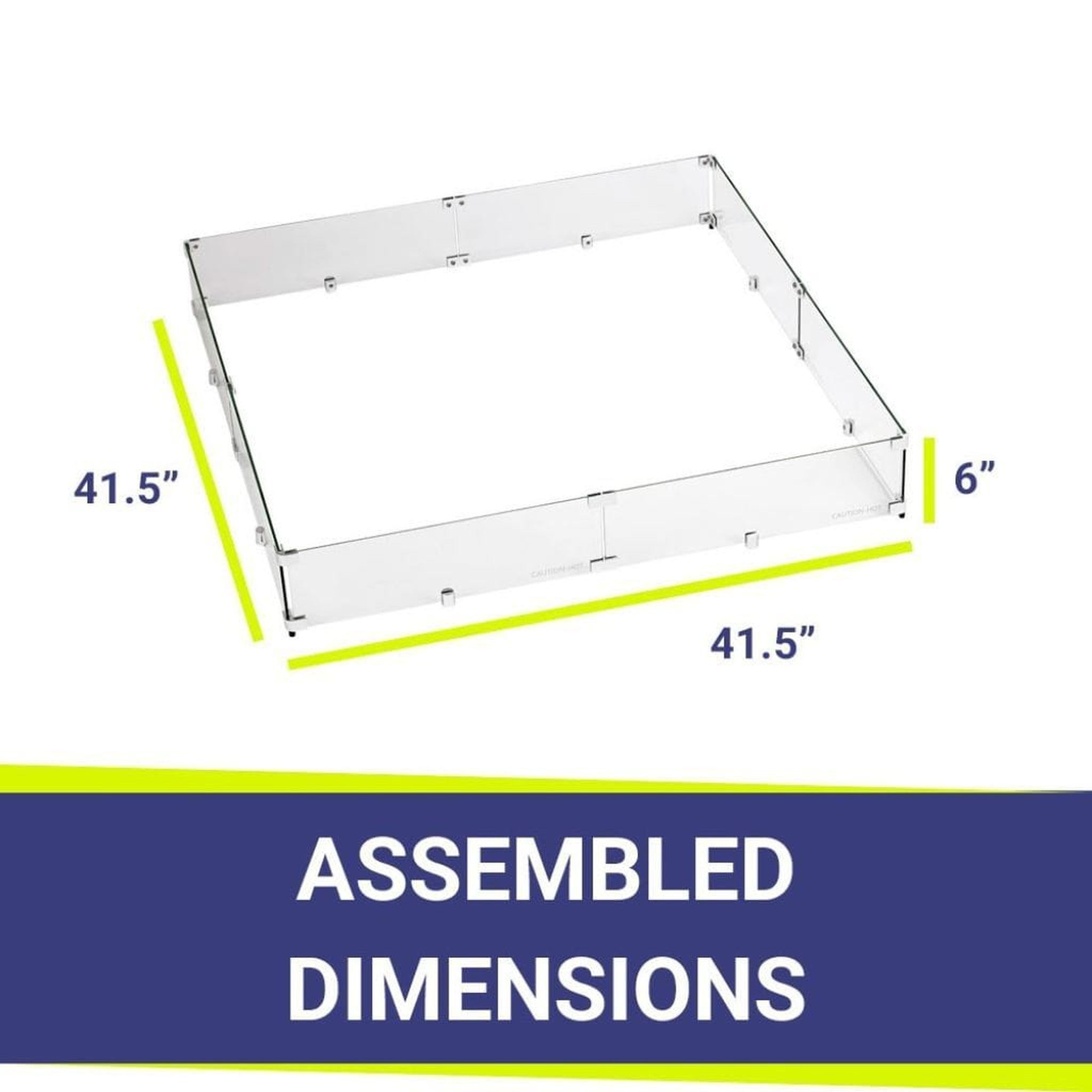 American Fireglass Square Glass Flame Guard for 36