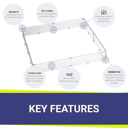 American Fireglass Square Glass Flame Guard for 36" Square Drop-In Fire Pit Pan