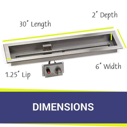 American Fireglass Stainless Steel Linear Drop-in Fire Pit Pan With Electric Ignition System kit, CSA Certified