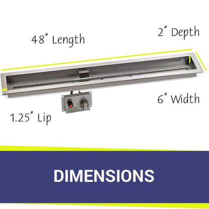 American Fireglass Stainless Steel Linear Drop-in Fire Pit Pan With Electric Ignition System kit, CSA Certified