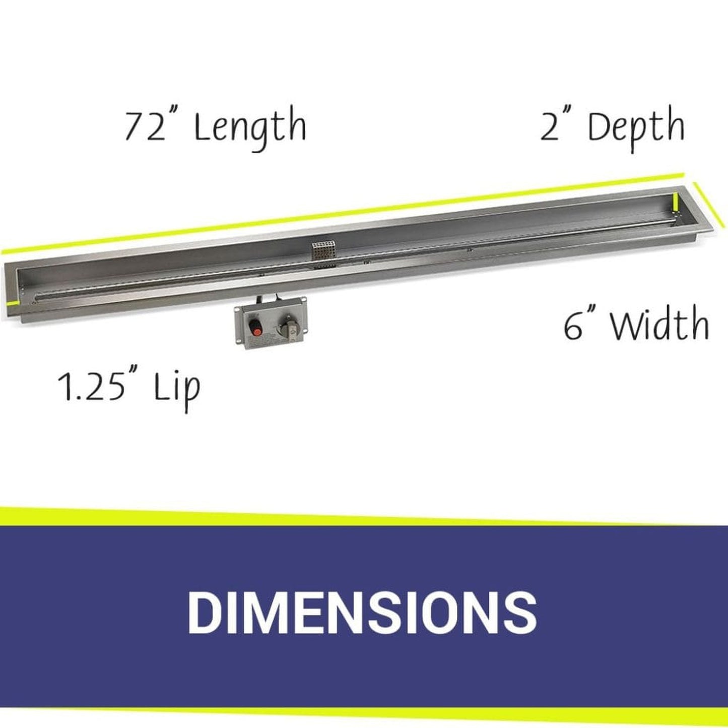 American Fireglass Stainless Steel Linear Drop-in Fire Pit Pan With Electric Ignition System kit, CSA Certified