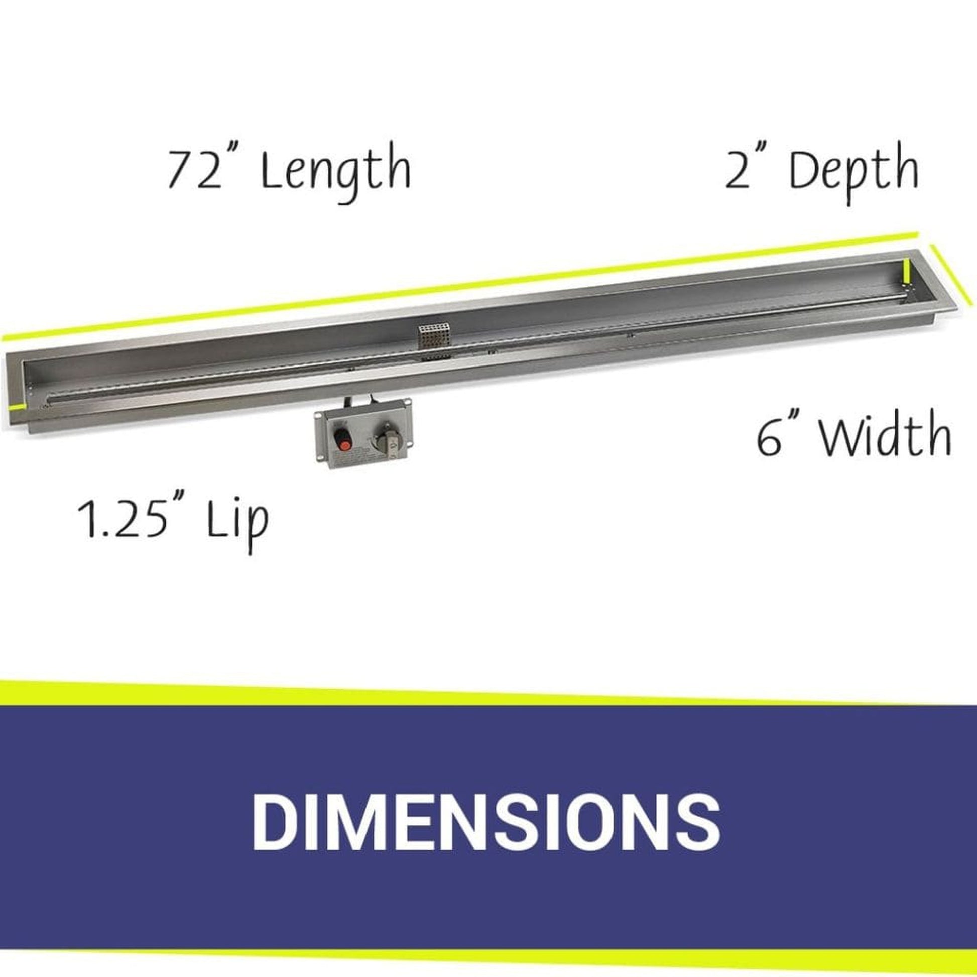 American Fireglass Stainless Steel Linear Drop-in Fire Pit Pan With Electric Ignition System kit, CSA Certified