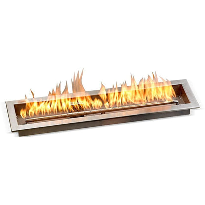 American Fireglass Stainless Steel Linear Drop-in Fire Pit Pan With Electric Ignition System kit, CSA Certified