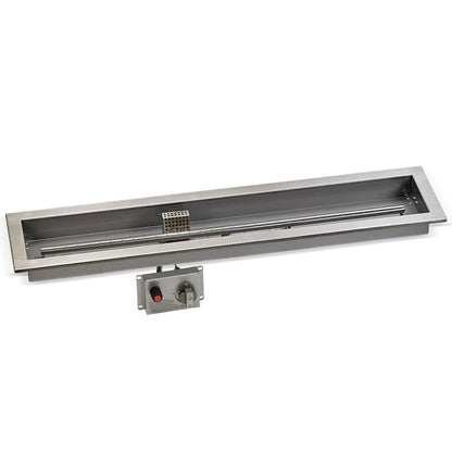 American Fireglass Stainless Steel Linear Drop-in Fire Pit Pan With Electric Ignition System kit, CSA Certified