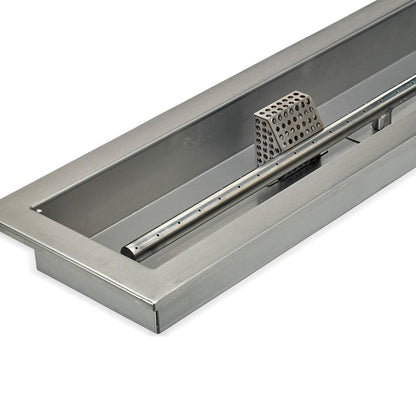 American Fireglass Stainless Steel Linear Drop-in Fire Pit Pan With Electric Ignition System kit, CSA Certified